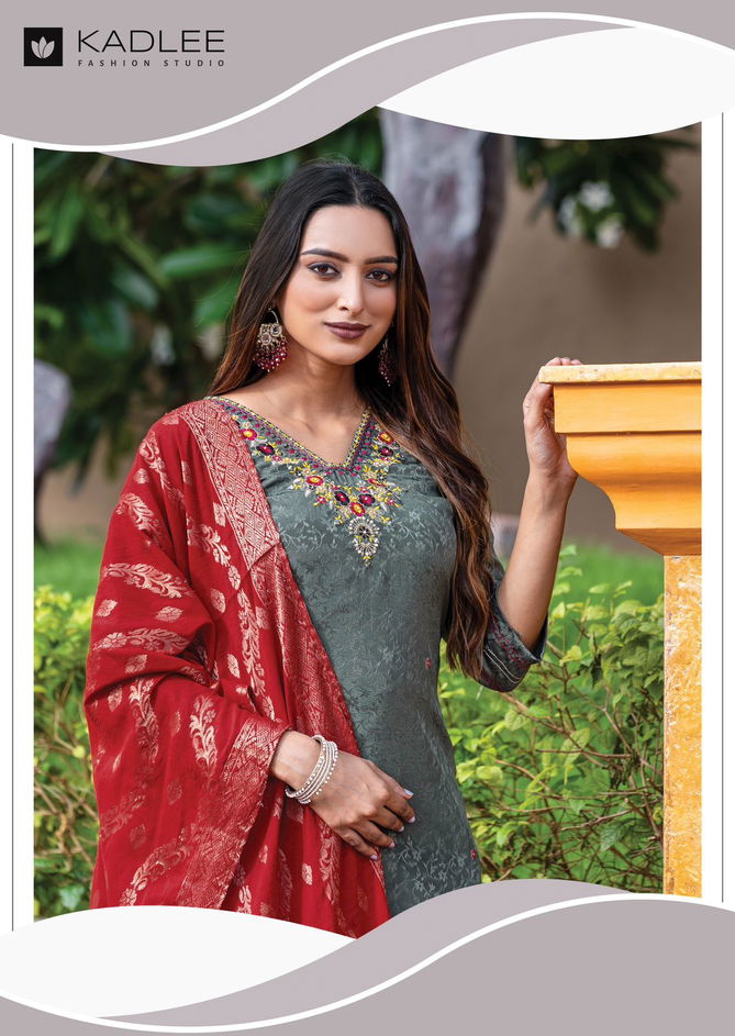 Jasmin By Kadlee Chinon Handwork Designer Kurti With Bottom Dupatta Surat Wholesale Market